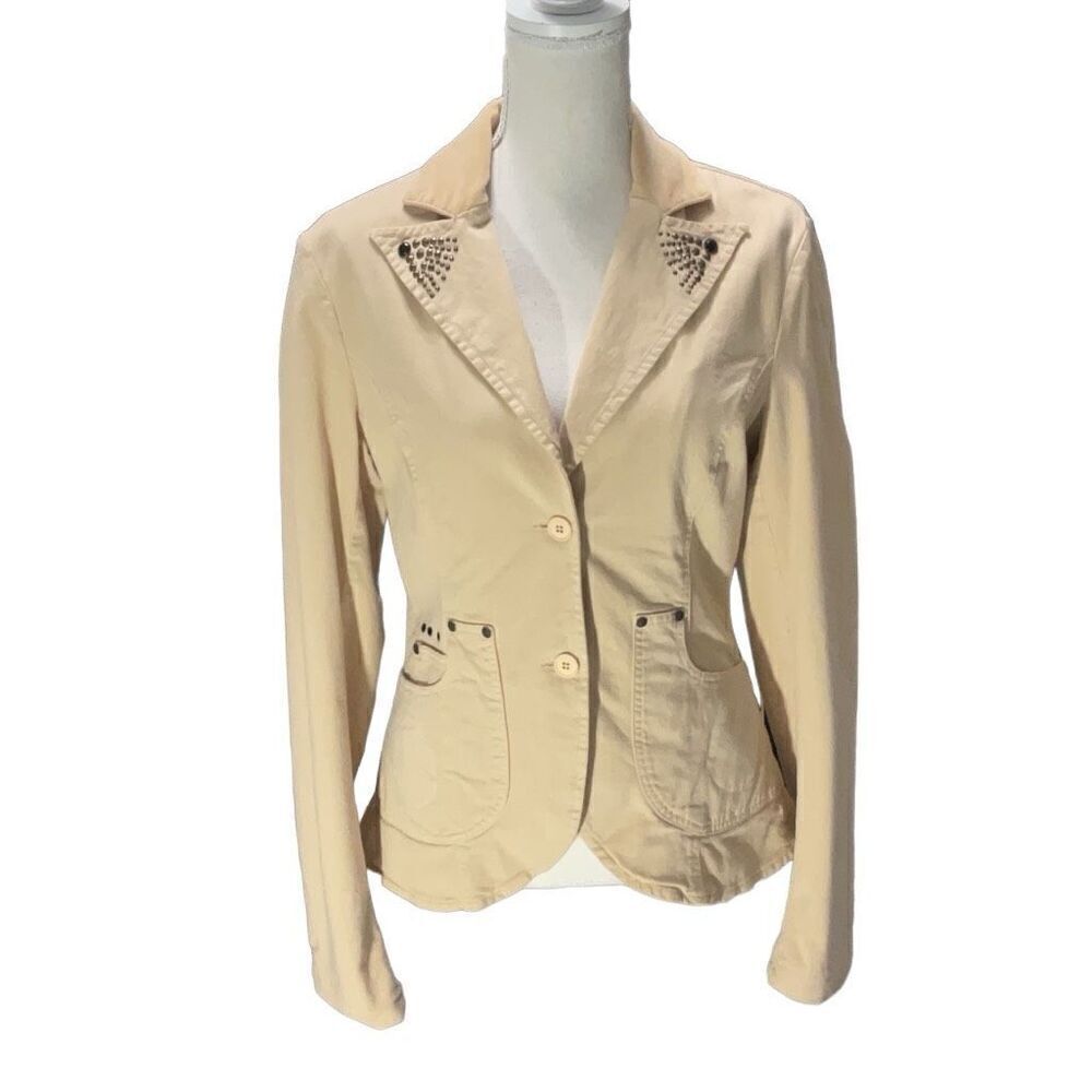 Parasuco Cult Tan Riveted Vintage Fitted Long Sleeve Denim Jacket Size S/M